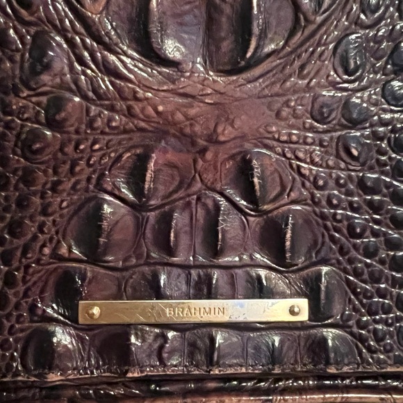 Brahmin Croc Embossed Leather Crossbody Bag Brown Melbourne Organizer Purse - Picture 3 of 9